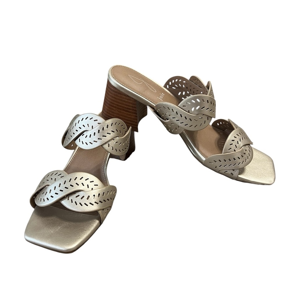 JOIE women’s society gold frost perforated straps bloc heel sandal size 8.5 EUC - Picture 6 of 9
